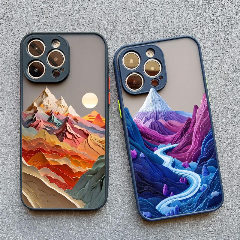 Чехол для телефона с принтом Гор и Текущей Воды Для IPhone 16 15 14 Pro Max Plus 13 12 Mini 11 Pro Max X XR XS 8 7 SE2 Чехлы