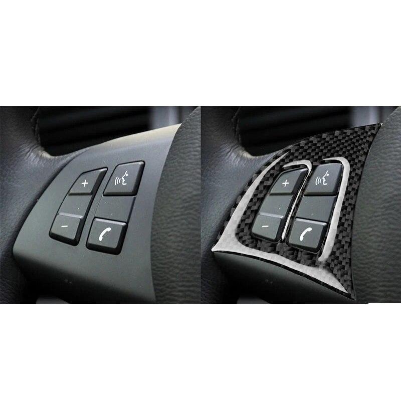 Carbon Fiber Car Accessories Indoor Steering Wheel Button Protection Decals Cover Trim Sticker For BMW X5 E70 2008-2013