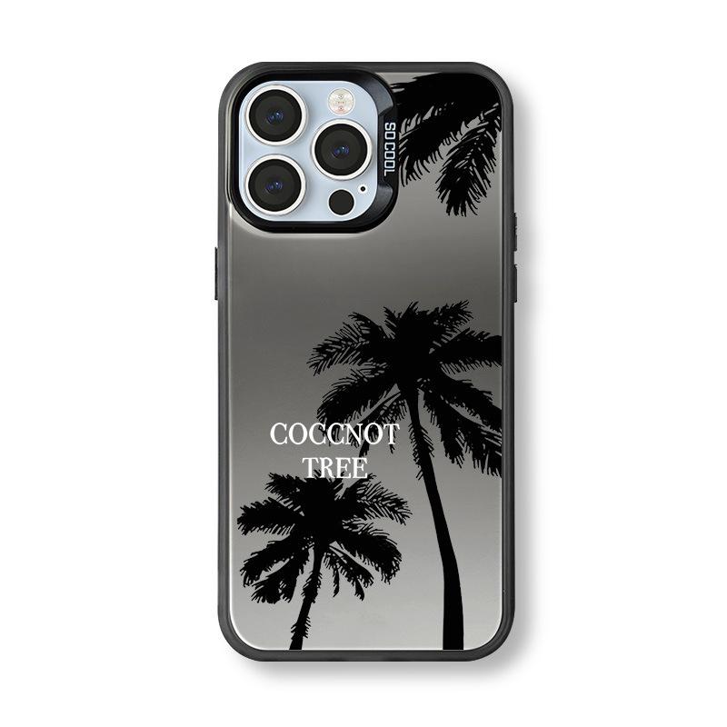 Летний чехол для телефона с кокосовой пальмой, серебристый, для iPhone 12 Pro Max/13/14/15/16/17