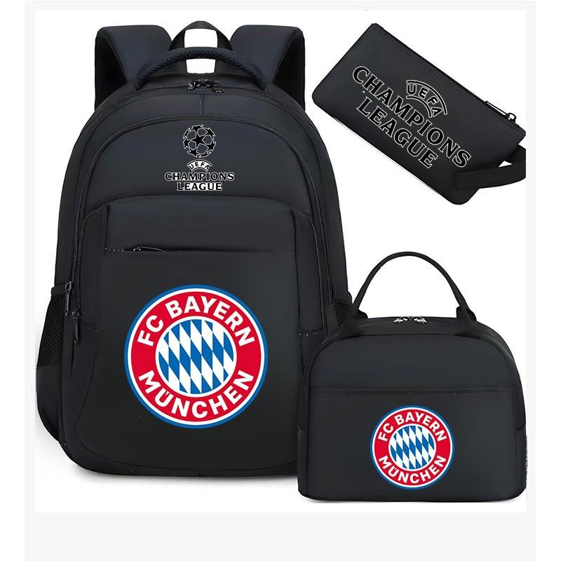 Large Capacity Backpack Set of 3 Kids School Bag Soccer Fan Merchandise Backpack Boys Girls Sports Rucksack