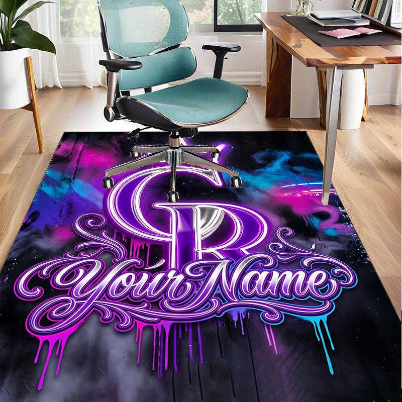 Custom Name Rug Rockies Baseball Area Rug Suitable for Indoor And Outdoor,Carpets for Homes, Offices,Living Rooms,Home Decor,Christmas Gift