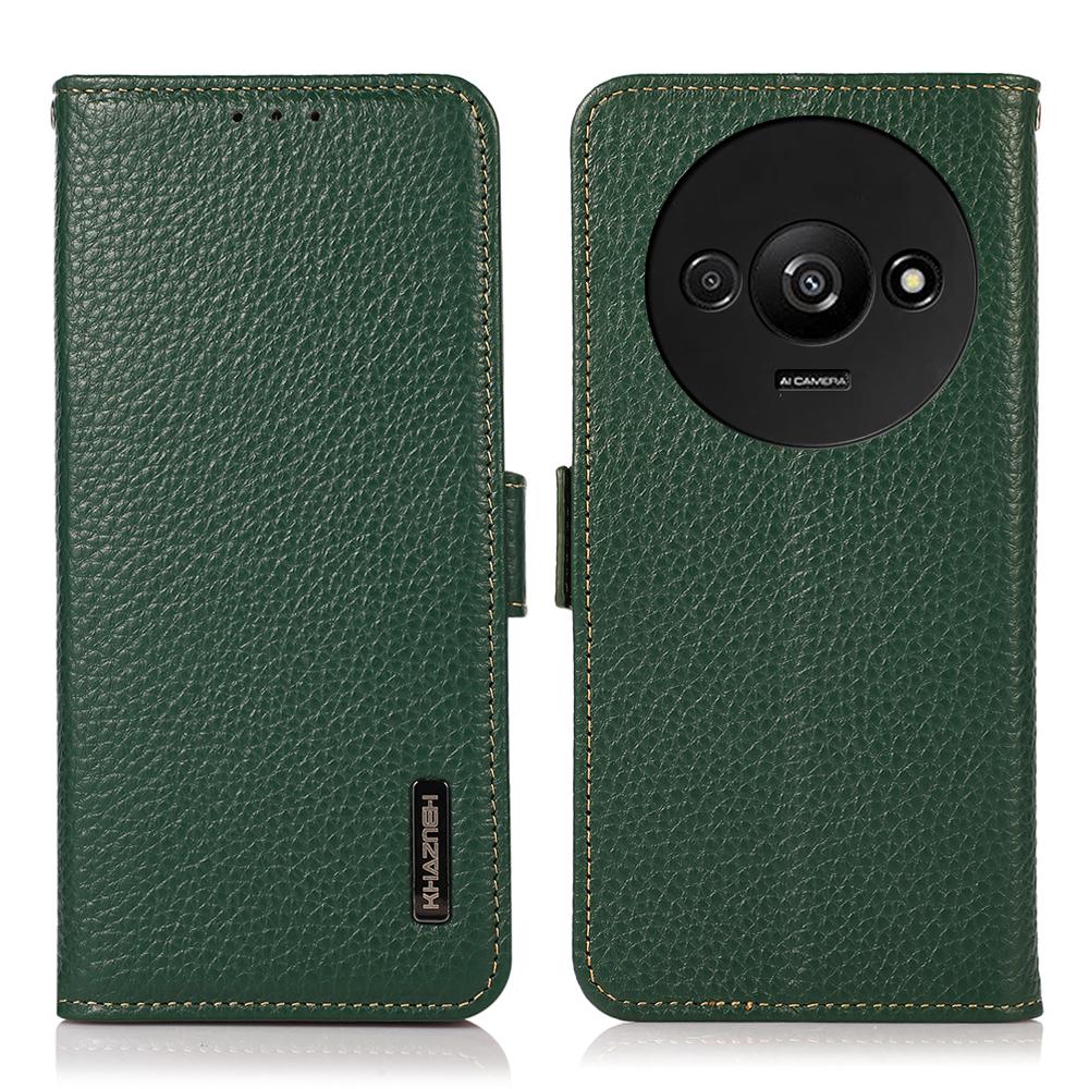 KHAZNEH Для Xiaomi Redmi A3/Poco C61 4G Магнитный чехол для мобильного телефона Натуральная коровья кожа RFID-блокирующая обложка
