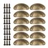 12Pcs/Set Vintage Shell Shaped Metal Cabinet Pull Handles Hardware Accessories