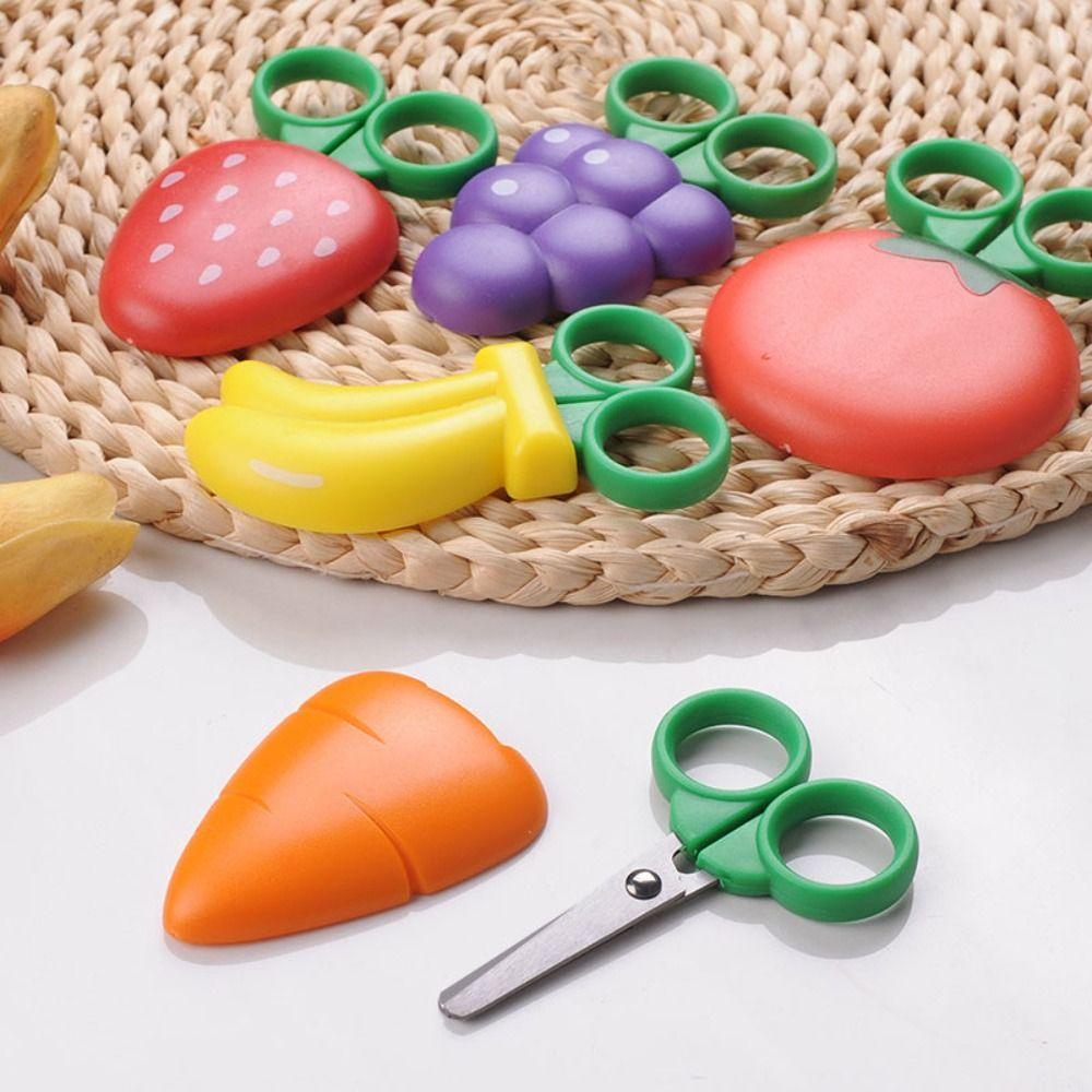 4Pcs Grape Cartoon Fruit Scissors Magnetic Mini Pocket Scissors Safe Mini Scissor Boys Girls