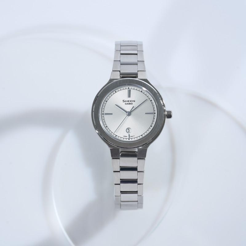 Casio Женские аналоговые кварцевые часы Sheen из нержавеющей стали с водозащитой 50 м SHE-4559D-7A