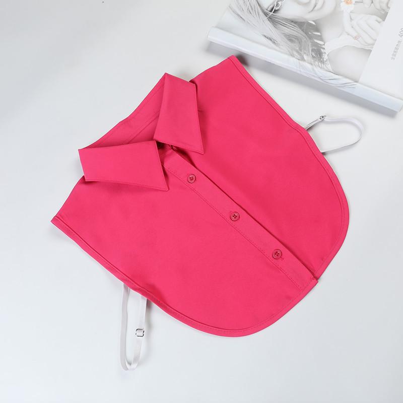 White Women's Stand Fake Collar Blouse Black Detachable Lapel Turtleneck Top Half Shirt Faux Col Tie Detail