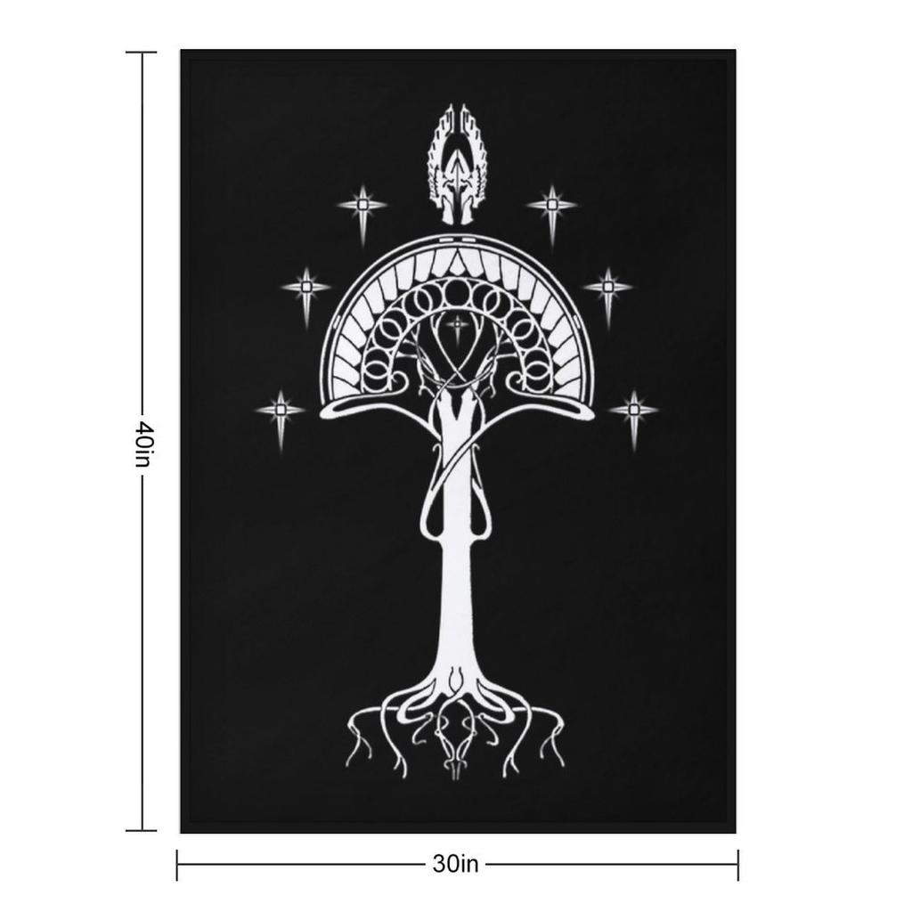 Печать Королевства Арнор и Гондор (Гондорский черный вариант) Плед Шерстяной Пледы