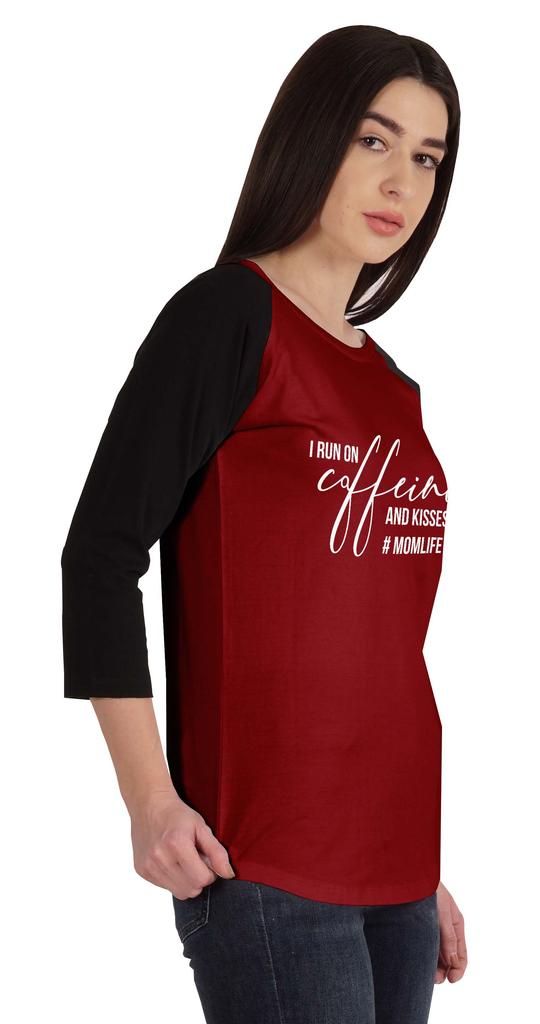 Inkmeso Футболка с принтом «Я бегу на кофеине и поцелуях» #Momlife для женщин