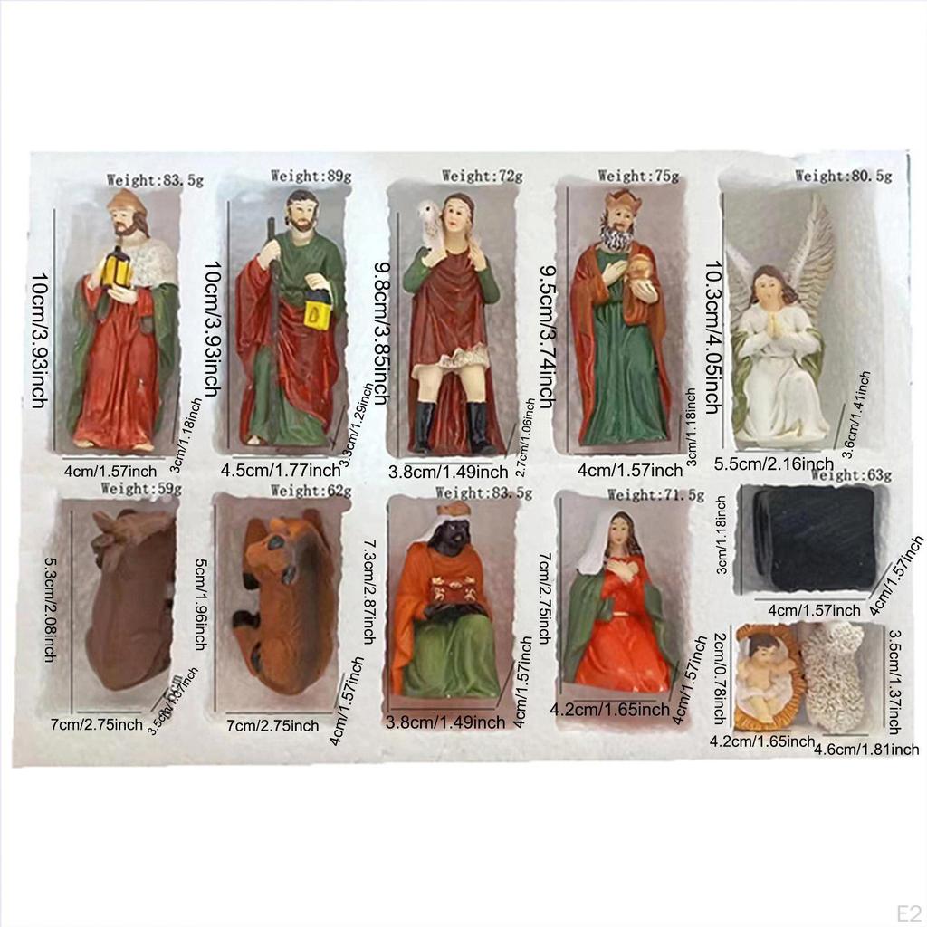 11 предметов рождественских вертепов, набор статуэток с изображением рождения Иисуса, настольное украшение