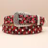 Cross Belt Leopard Print Western Rhinestone Belt Personalized Denim Woman Rivet Jeans Belt