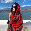 Summer cotton and linen feel scarf travel silk scarf sun protection air conditioner large shawl women's beach towel ethnic style scarf