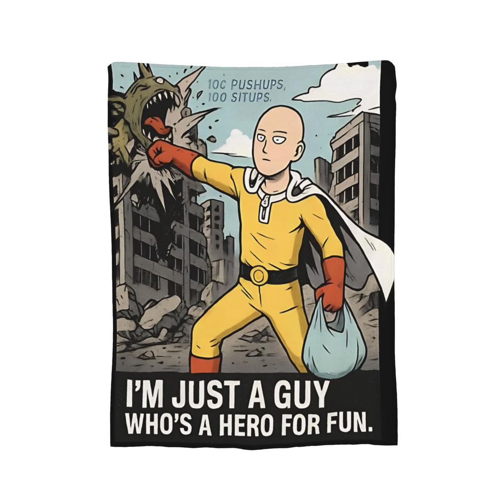 Флисовое покрывало One Punch Man с Саитамой, мультяшные пледы для дома и офиса, легкие покрывала для кровати,