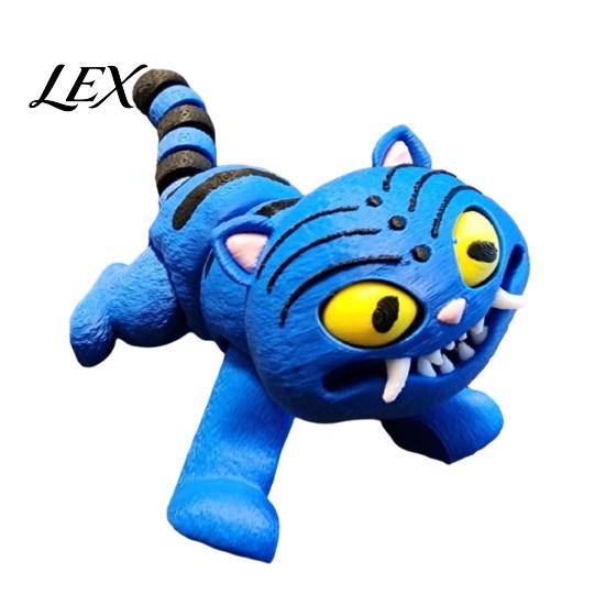 Relaxation Gadgets for Stress 3D Printed Articulated Blue Tiger Figurine, Flexible Joint Fidget Toy, Toy Posable Desktop Ornament Home Shelf