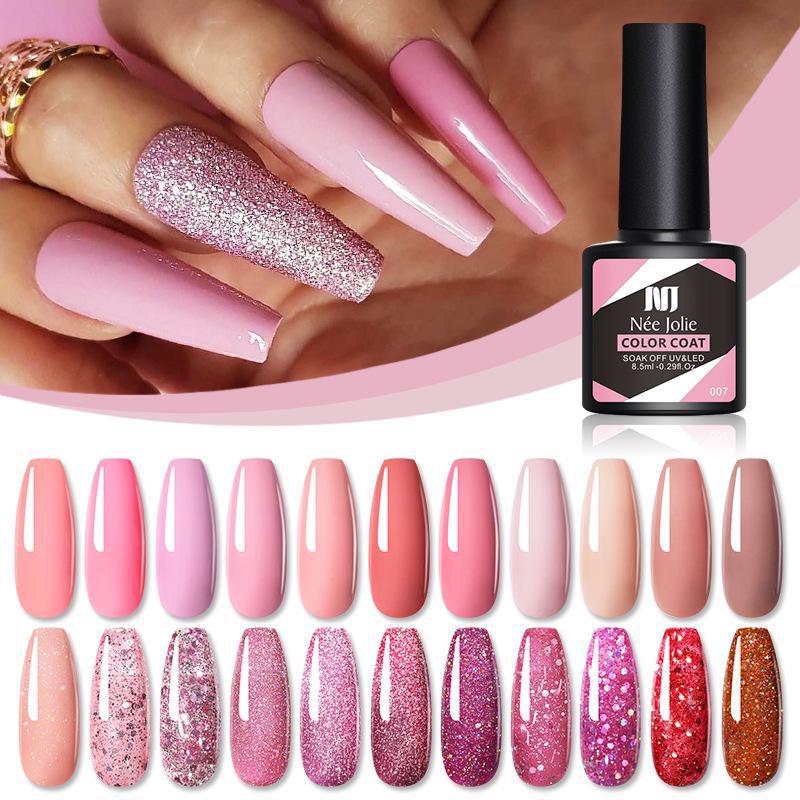 Nee Jolie 100-цветный набор блесток и твердых лаков для ногтей с клеем и закрепителем