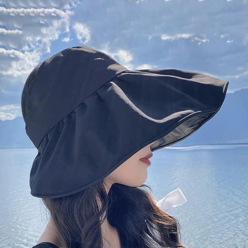 Summer Empty Top Wide Brim Sun Hat For Women Anti Uv Sunscreen Bucket Hat Female Sun Protection Outdoor Beach Cap