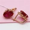 Изысканные русские женские серьги из 585 фиолетового золота с красным камнем, поверхность-яйцо, модные, с характером, однотонные, позолоченные серьги из розового золота