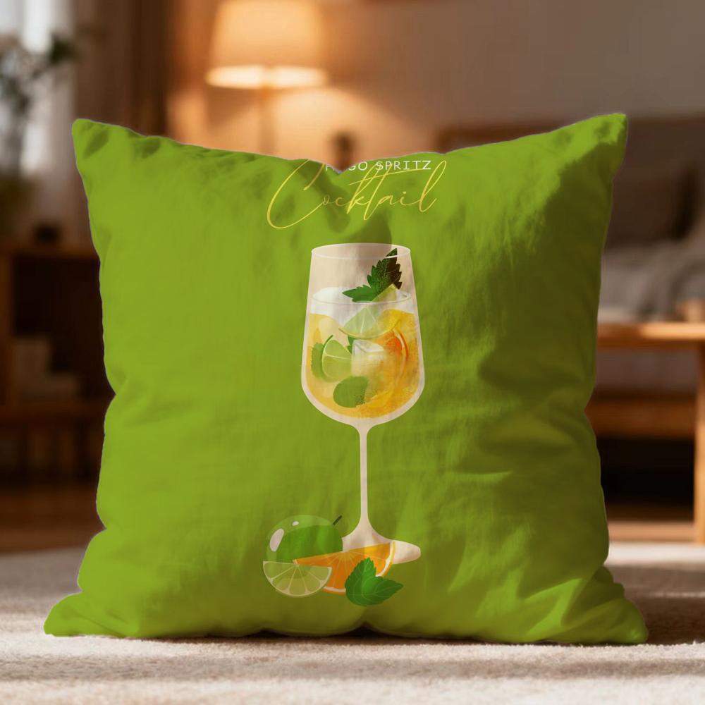 Popular H-Hhugo spritz cocktailed Cushion Cover Soft Washable Pillow Case Multi-Scene for Couch Bed Travel Office Use