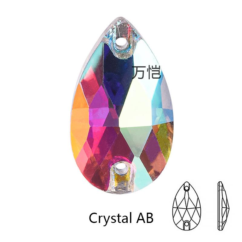 Стеклянная дрель с плоским дном для ручного шва, белая, Ab, двойное отверстие, капля воды, конский глаз, спутниковая плоская пряжка, сделай сам, ювелирные изделия, аксессуары для багажа, стразы