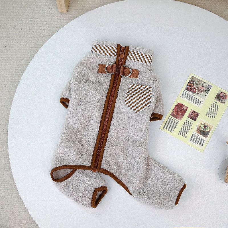 Warm Fleece Puppy Dog Jumpsuit for Small Dogs Winter Pet Clothes with Buckle Pomeranian Poodle Overalls Mascotas Cat Clothing