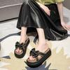 Fashion Height With Bow Slides Designer Luxury Stylish Unique Women's Slippers and Ladies Sandals Non Slip Small Size Shoes On Promotion