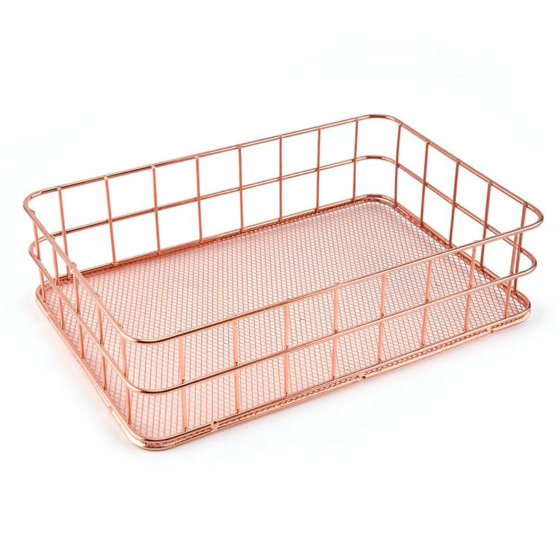 Корзина для хранения размера S/L, золотая железная корзина для хранения, многофункциональный сетчатый настольный органайзер для хранения плетеных принадлежностей для дома