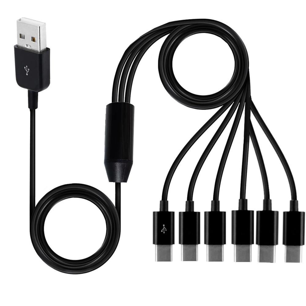 Type-C 1 Male to 2 3 4 6 Port Type C USB C to USB C Male Y Splitter Multiple Fast Charging Date Cable Cord For Smartphone Tablet