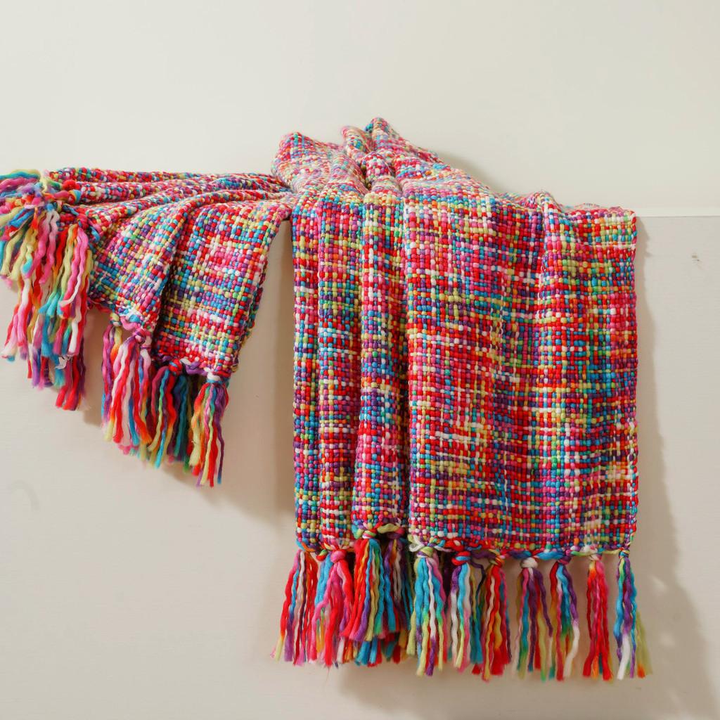 Мягкий и роскошный акриловый плед для дивана в ярких цветочных и оранжевых тонах