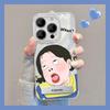 Applicable To Apple 15pm Mobile Phone Case Iphone14 Funny Girl Stand 13 Feather Yarn 12 Cute Cartoon 11 Soft Edges