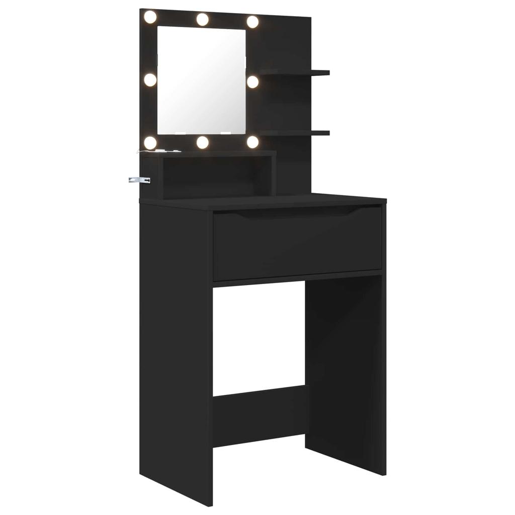 Bedroom Vanity Table with Shelf Black 80 x 39.6 x 135 cm