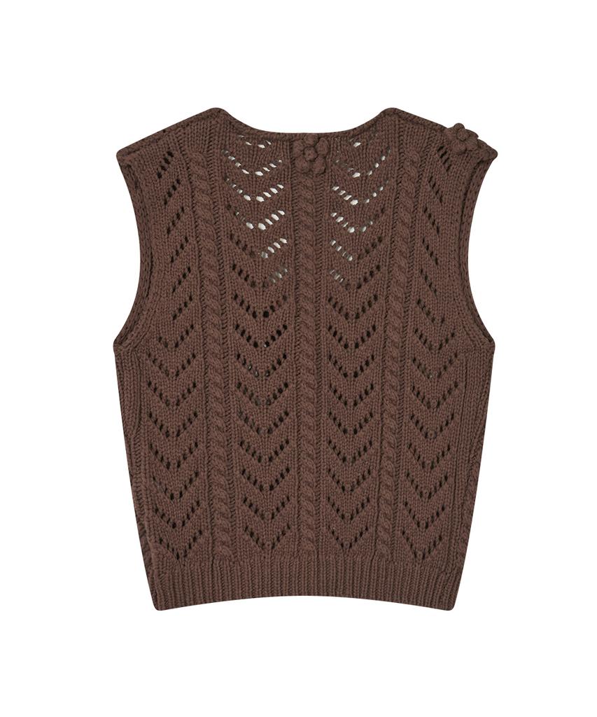 CENTAUR.KR Bb Flower Knit Vest_Brown