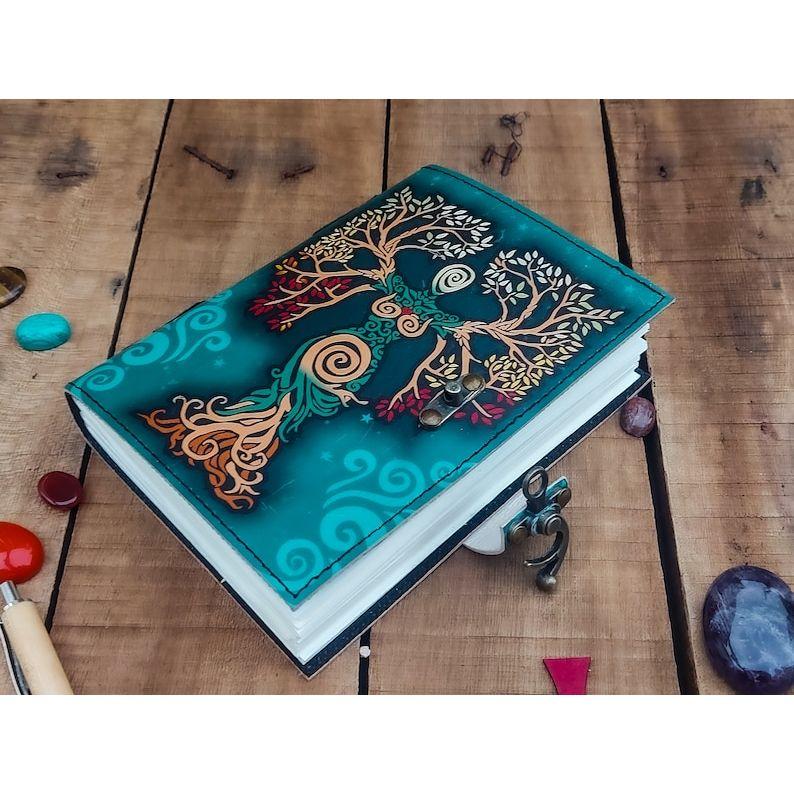 Новый пустой дневник теней с замком-замком, кожаный дневник ручной работы, печатная языческая молитва Матери-Земле