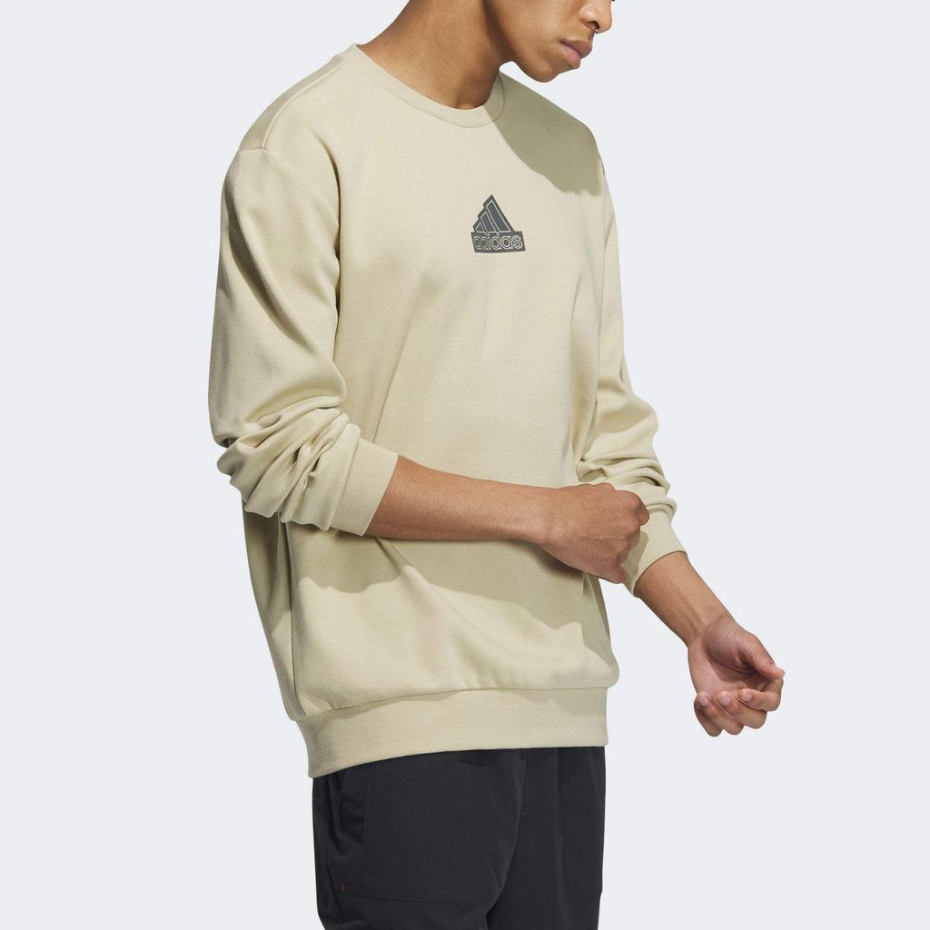 Adidas Однотонный логотип с круглым вырезом Толстовка мужская Топы Хаки IP4966