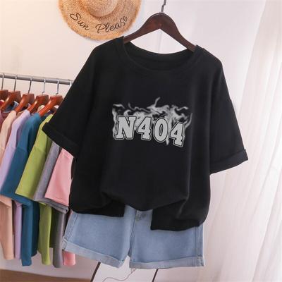 Женская футболка L-5XL большого размера, футболка с коротким рукавом и рисунком, женская летняя футболка с круглым вырезом, сладкая парочка, большие футболки