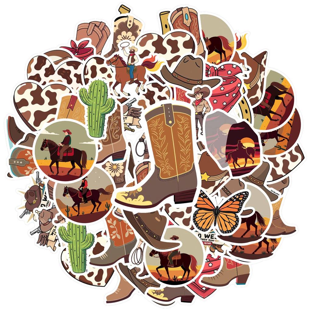 35pcs Rustic Country Stickers Vintage Western Animal Stickers Sticker Pack For Guitar DIY Skateboard Laptop Luggage Decor