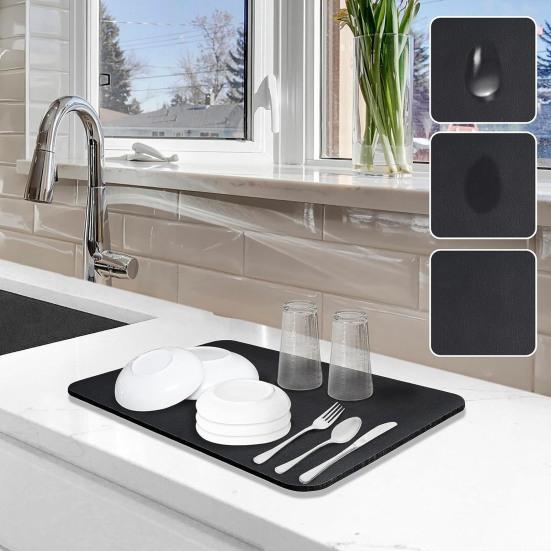 Коврик для сушки посуды Супервпитывающий коврик для сушки Нескользящий дизайн Однотонный очень большой защитный коврик для кухонной столешницы
