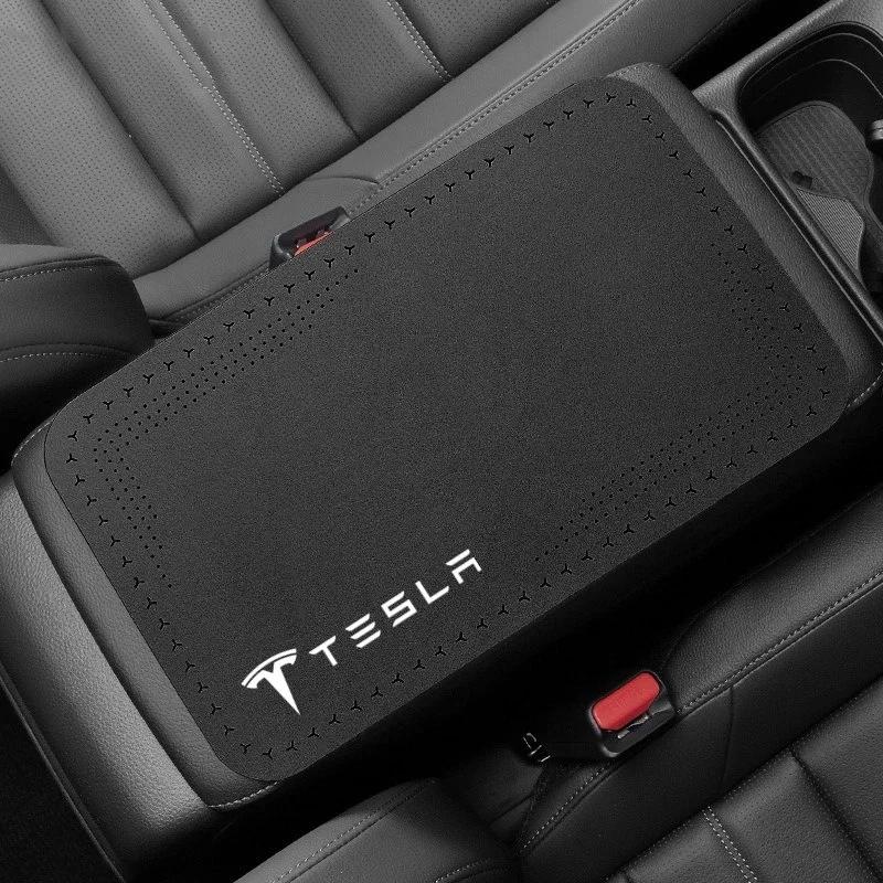 Автомобильная наклейка Tesla 1 шт. Подушка подлокотника автомобиля Крышка ящика для хранения в автомобиле Защитный коврик для Tesla Model 3 S X Y Roadster SpaceX Интерьер Ac
