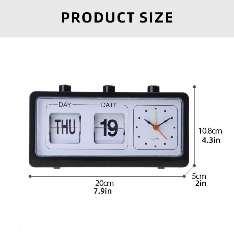 Elegant Vintage Manual Analog Flipped Calendar Alarm Clock for Office or Study