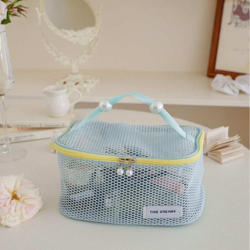 New Dopamine Color Mesh Cosmetic Bag Large Capacity Breathable Coin Purse Lightweight Storage Bag