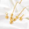 Hawaiian Flower Necklaces Earrings Sets Gold Plated Copper for Parties Weddings Guam Micronesia Marshall Jewelry for Women Girls