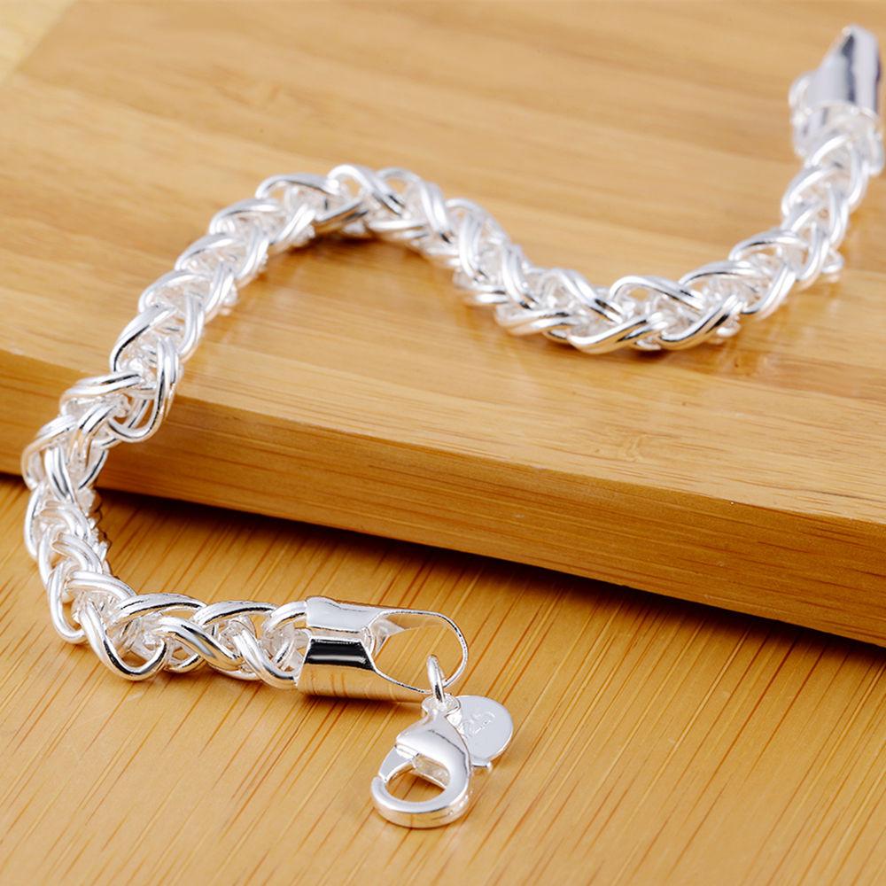 New 925 Sterling Silver Bracelet Fishbone Bracelet Woman Men's Jewelry Gift
