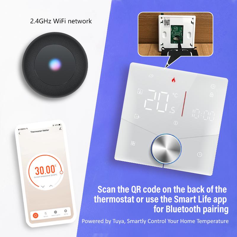 Matter Warm Floor Room Heating Thermostat Temperature Controller Water/Electric/Gas Boiler Tuya Smart Life Alexa Home Homekit