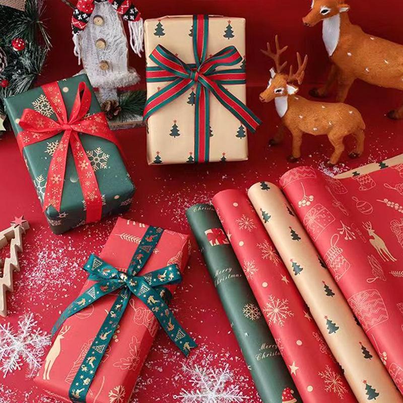 Оптовая продажа рождественской подарочной упаковочной бумаги рождественская подарочная коробка цветочная бумага Санта-Клаус олени рождественская елка декоративная бумага