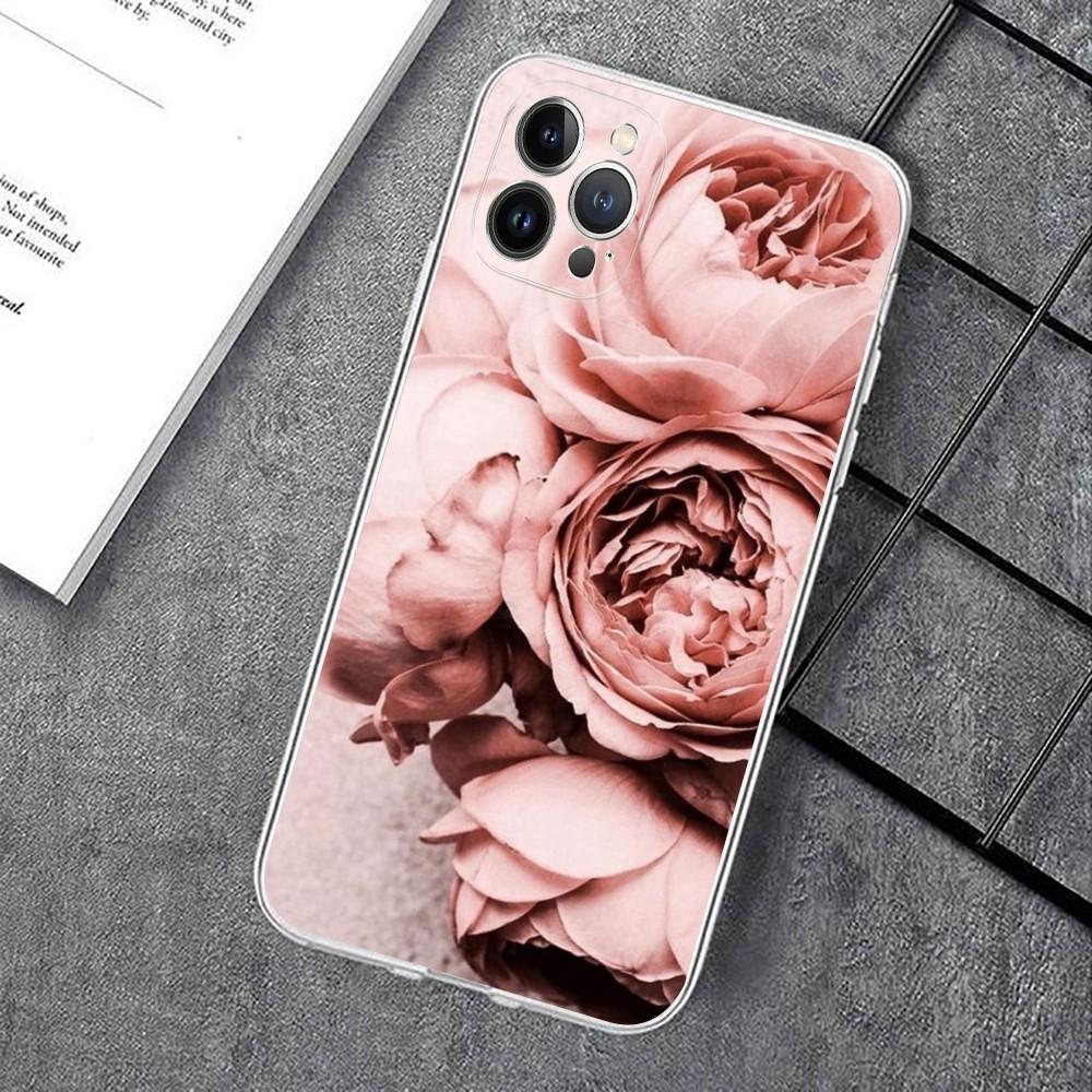 Элегантный Чехол для Телефона с Пионами Розово-Фиолетового Цвета Для IPhone 15 14 11 12 13 Mini Pro XS Max Чехол 6 7 8 Plus X XR SE 2020 Funda Shell