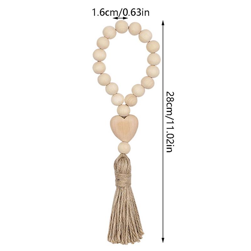 1 шт., цветная деревянная бусина для фермерского дома, настенная подвеска из пеньковой веревки с кисточками, бисер
