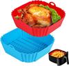 2PCS Square Silicone Air Fryer Liners 8 Inch Reusable Air Fryer Pot Air Fryer Accessories Air Fryer Inserts for 4 To 7 QT Oven Microwave Accessories