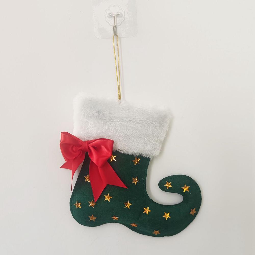 Рождественский кулон-сапог S32 Тканый настенный подвес Рождественский декоративный кулон Зеленый