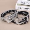 Adjustable Full Rhinestone Belt PU Leather Belts Fashion Glitter Waistband  for Women Girls