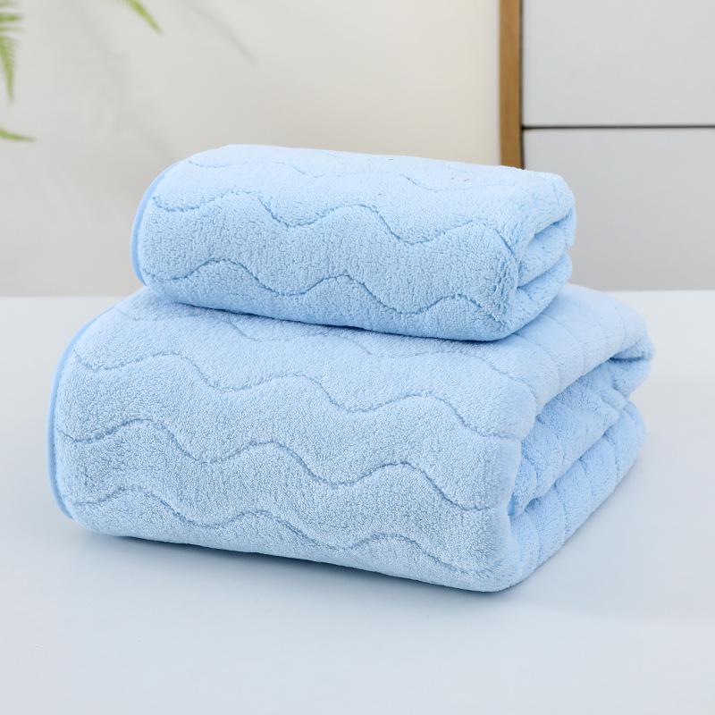 Soft Absorbent Warp-Knit Coral Fleece Towel with Thin Stripes - Thickened Face Wash Towel with Customizable Logo