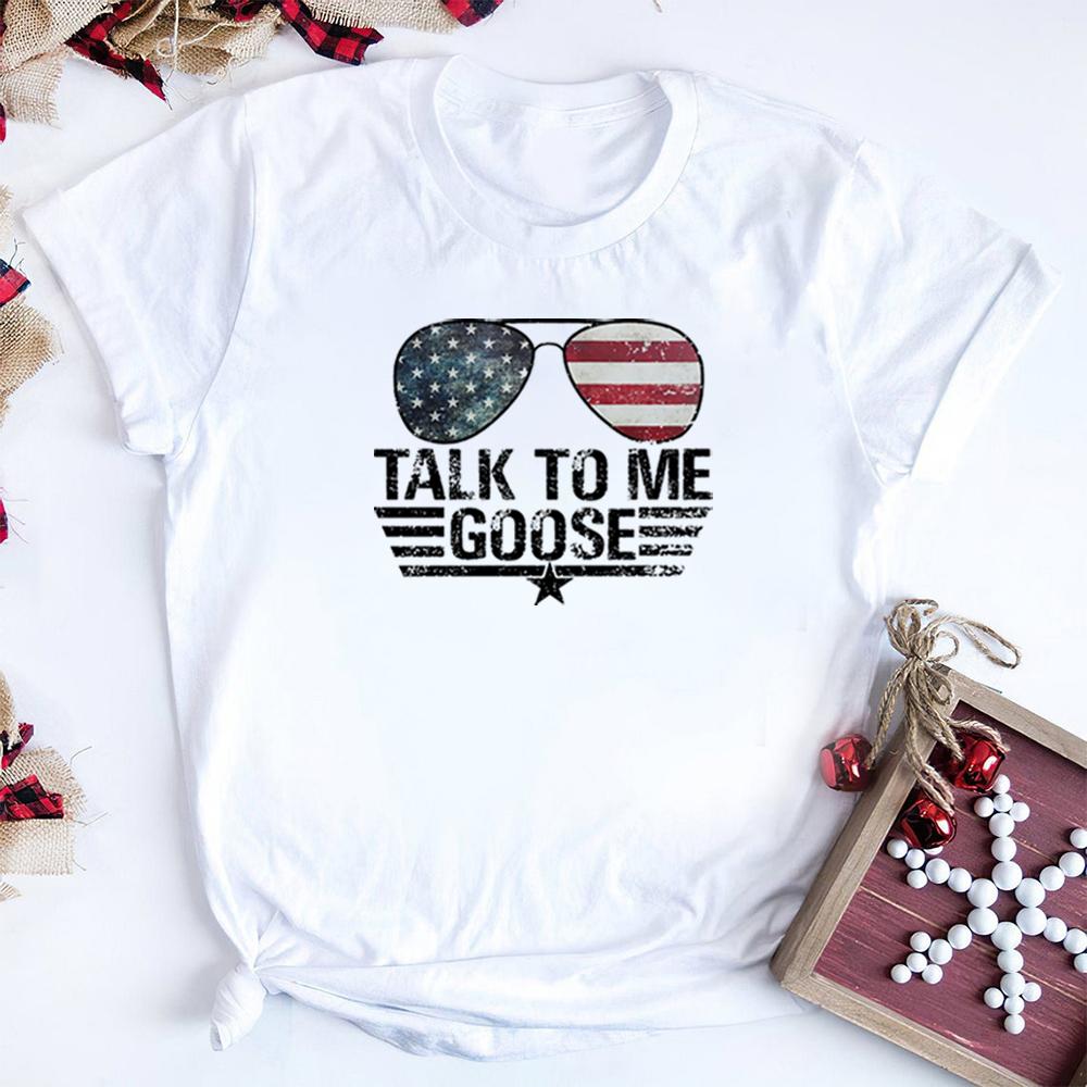 Top Gun Shirt Talk To Me Goose Tshirt Unisex Top Gun Movie Shirts Vintage Jet Fighter Sunglasses Graphic Tee Summer Casual Top