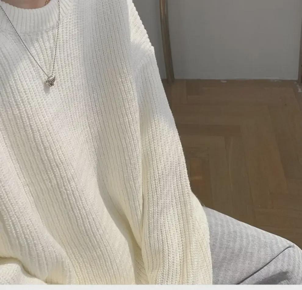 Мужской свитер свободной вязки с круглым вырезом, осень/зима 2023 года, стиль Гонконг